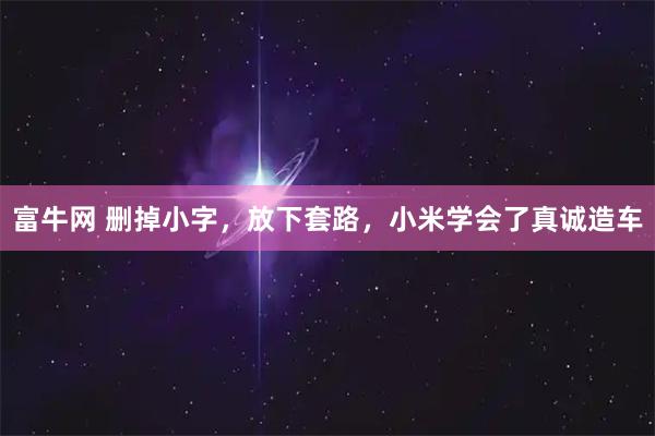 富牛网 删掉小字，放下套路，小米学会了真诚造车